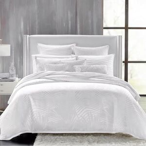 Hudson Park Palmetto Silk Blend White Queen Duvet Cover + 2-Pillow Shams, NWT